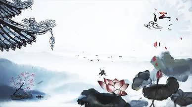 中国风古风水墨风古诗词字幕视频背景视频的预览图